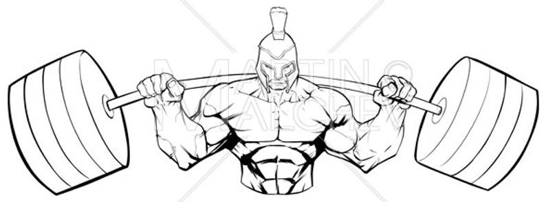 794x295 Spartan Gym Mascot Grit Line Art Vector Illustration Etsy