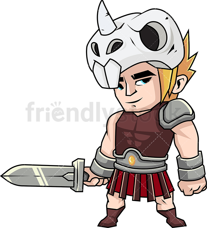 722x796 Gritty Gladiator Ready To Fight Cartoon Vector Clipart