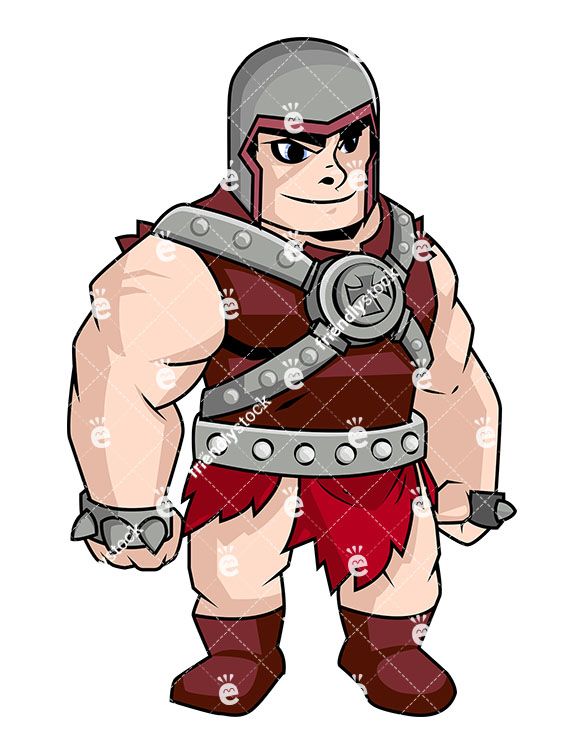 585x755 Muscular Gladiator In Full Gear Vector Illustrations Vector