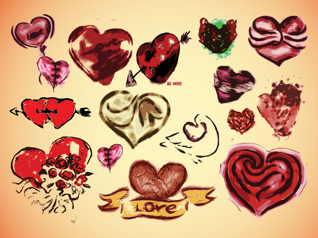 1024x768 Vector Heart Drawings