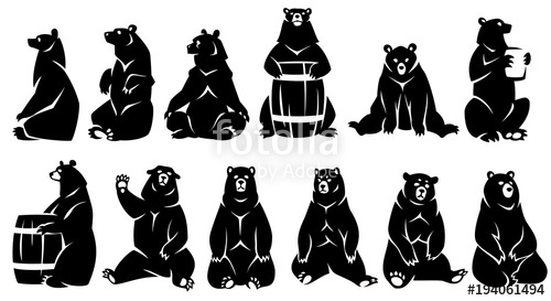 500x273 Decorative Illustration Sitting Bears Black Silhouette Isolated