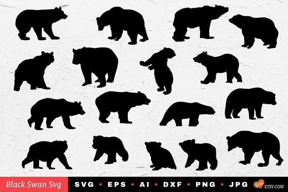 570x380 Bear Silhouette Vector Digital For Cricut And Etsy
