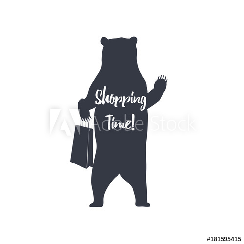 500x500 Hand Drawn Label Grizzly Bear Vector Illustration And Shopping