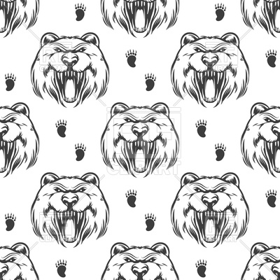 400x400 Seamless Pattern With Hand Drawn Grizzly Bear Vector Image