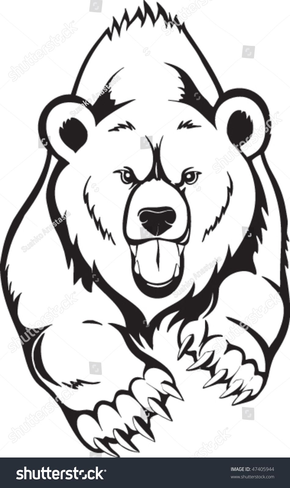 950x1600 Brown Bear Grizzly Vector Drawing Bear Tattoos, Bear Drawing