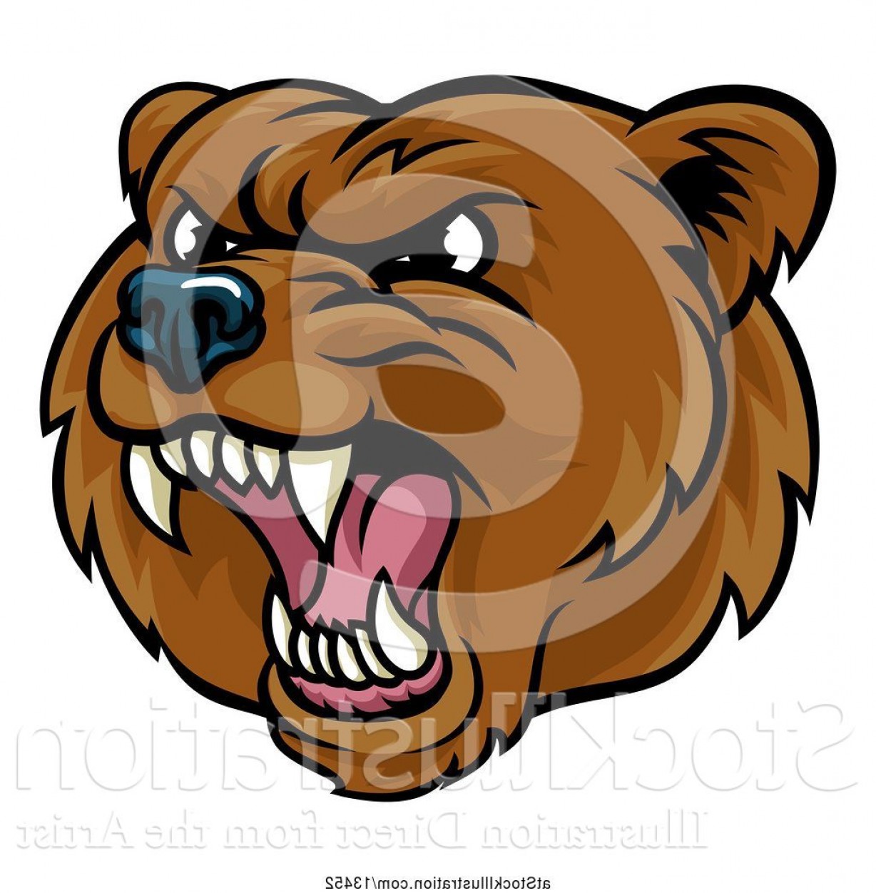 Vector Illustration Of Mad Cartoon Grizzly Bear Mascot Head 1228x1252 Vector Illustration Of Mad Cartoon Grizzly Bear Mascot Head
