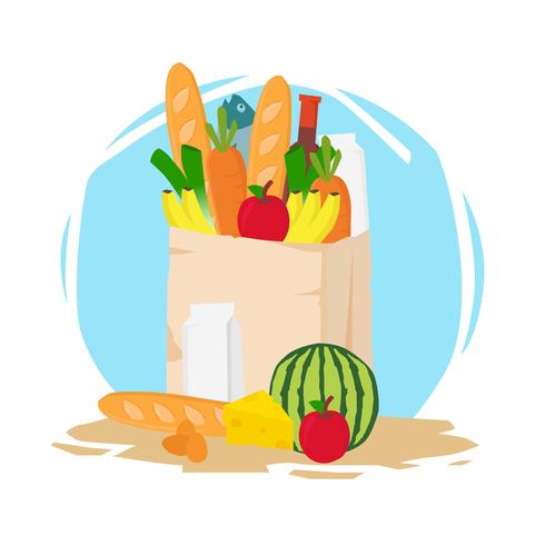 Grocery Shopping Bag Vector Illustration 490x490 Grocery Shopping Bag Vector Illustration