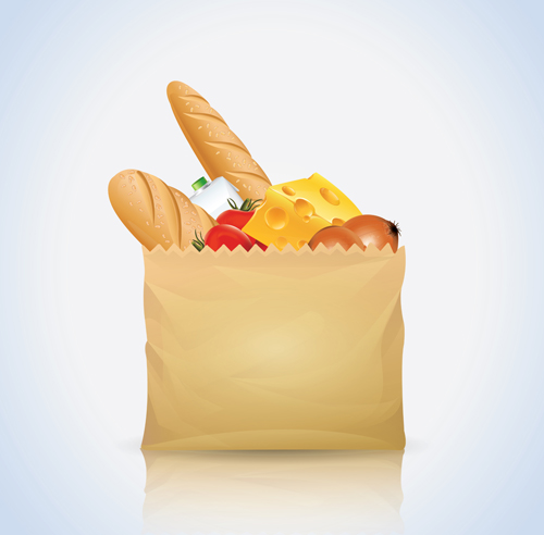 Grocery Bag With Food Design Vector Free Download 500x492 Grocery Bag With Food Design Vector Free Download