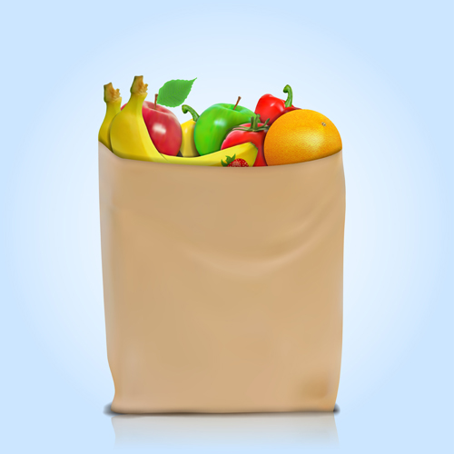 Grocery Bag With Food Design Vector Free Download 500x500 Grocery Bag With Food Design Vector Free Download