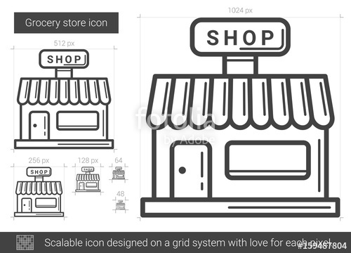 500x360 Grocery Store Vector Line Icon Isolated On White Background