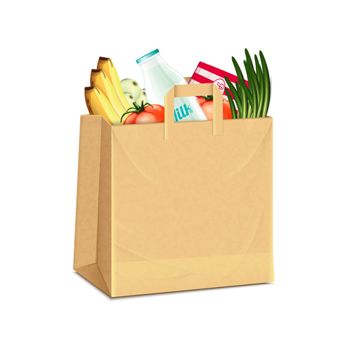 500x498 Grocery Bag With Food Design Vector Free Download