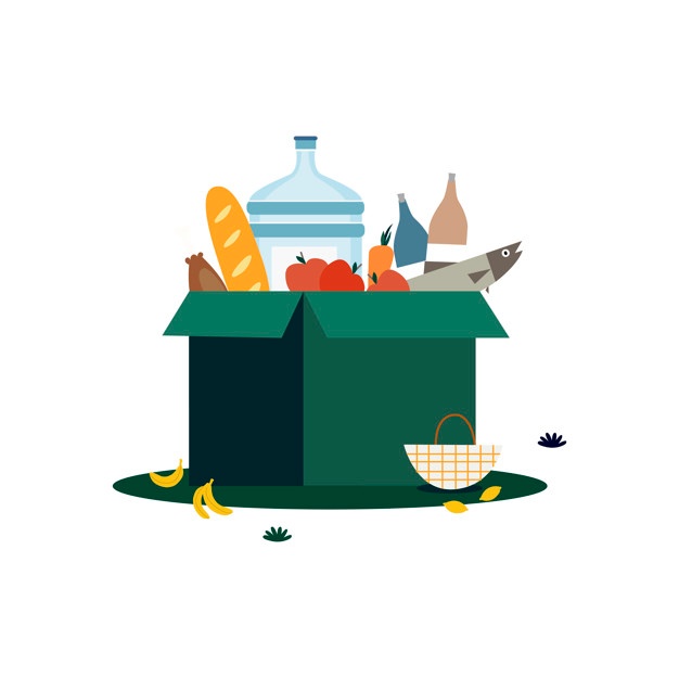 626x625 Box Of Groceries Isolated In White Illustration Vector Free Download