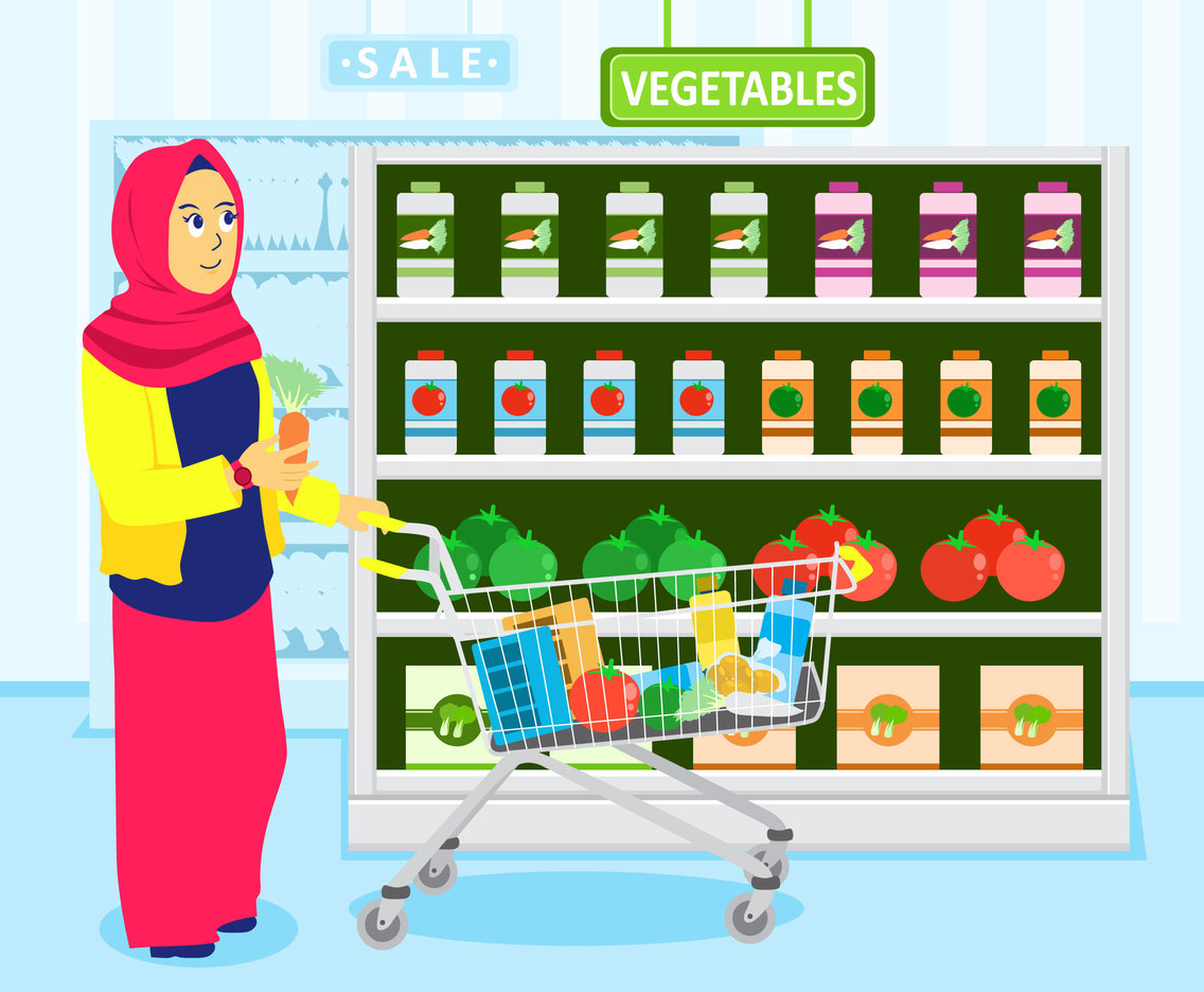 1136x936 Shopping For Grocery Vector Vector Art Graphics