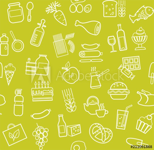 500x487 Food, Seamless Pattern, Green, Contour, Grocery, Vector Food