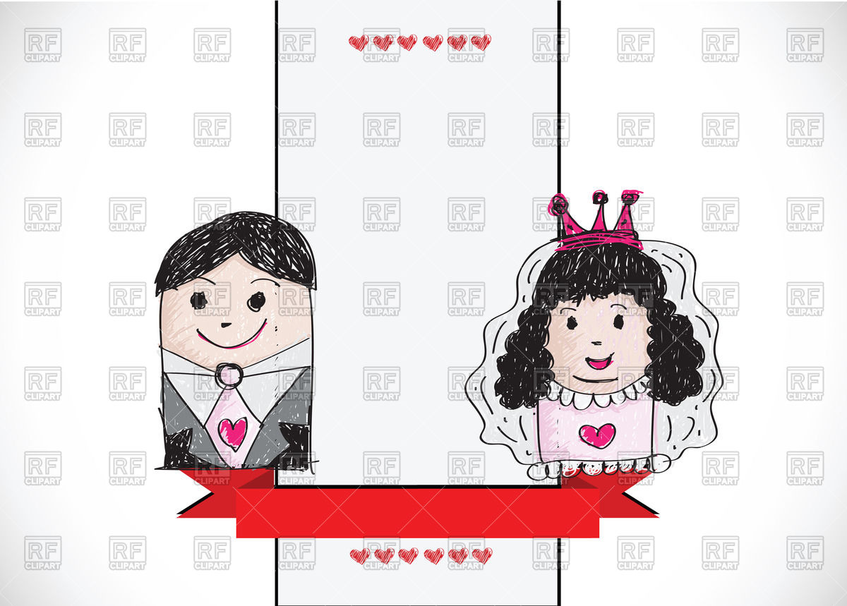 1200x859 Cute Wedding Idea With Cartoon Bride And Groom Vector Image