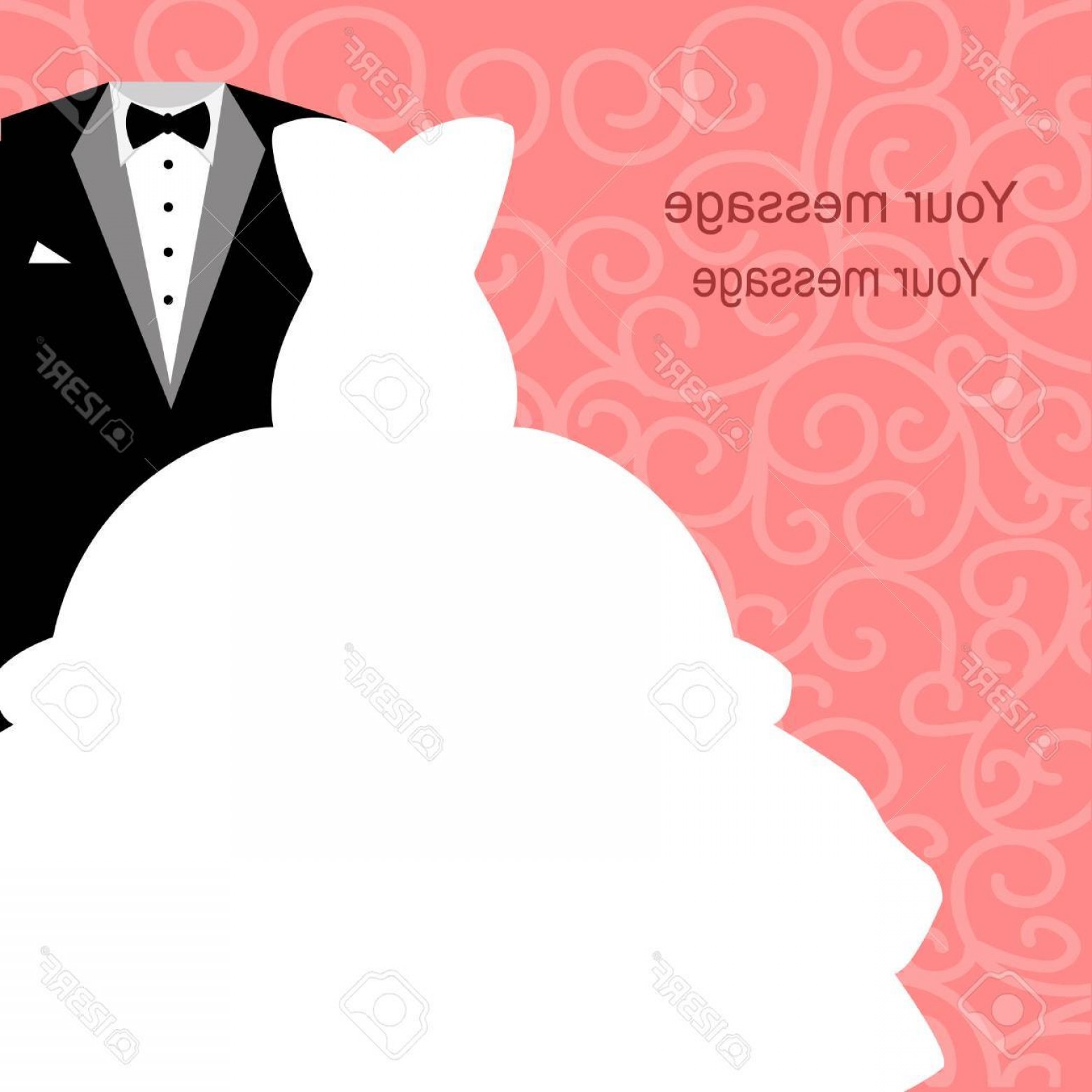 1560x1560 Photostock Vector Wedding Invitation With A Tuxedo And Dress
