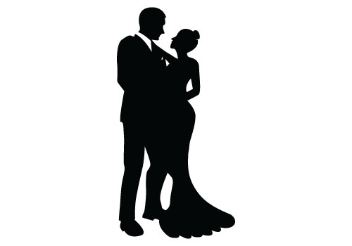 500x350 Bride And Groom Silhouette Vector Free