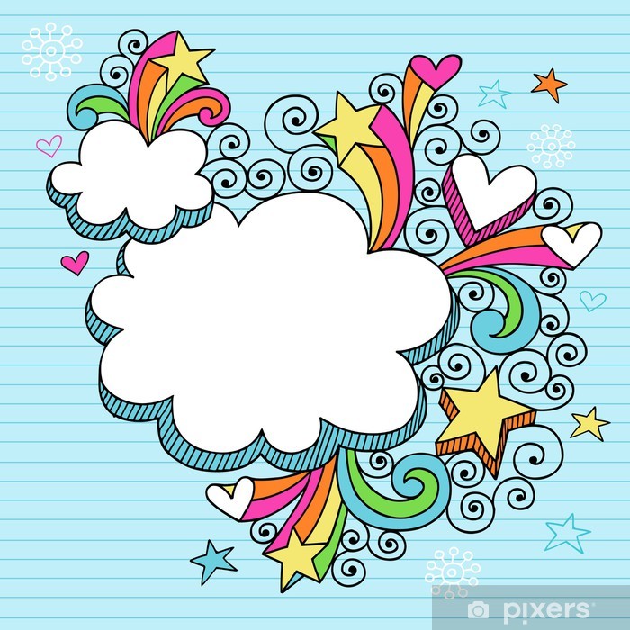 700x700 Clouds Picture Frame Groovy Doodles Vector Design Poster Pixers
