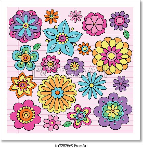 561x581 Free Art Print Of Flower Power Groovy Doodles Vector Flower Power