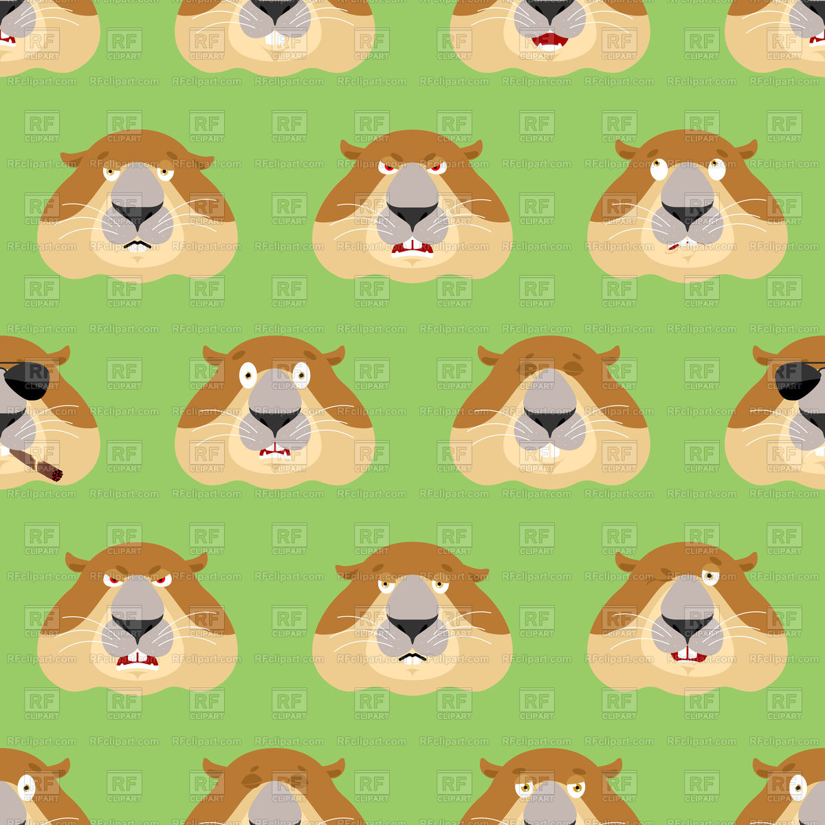 1200x1200 Groundhog Head Pattern On Green Background Vector Image Of Plants