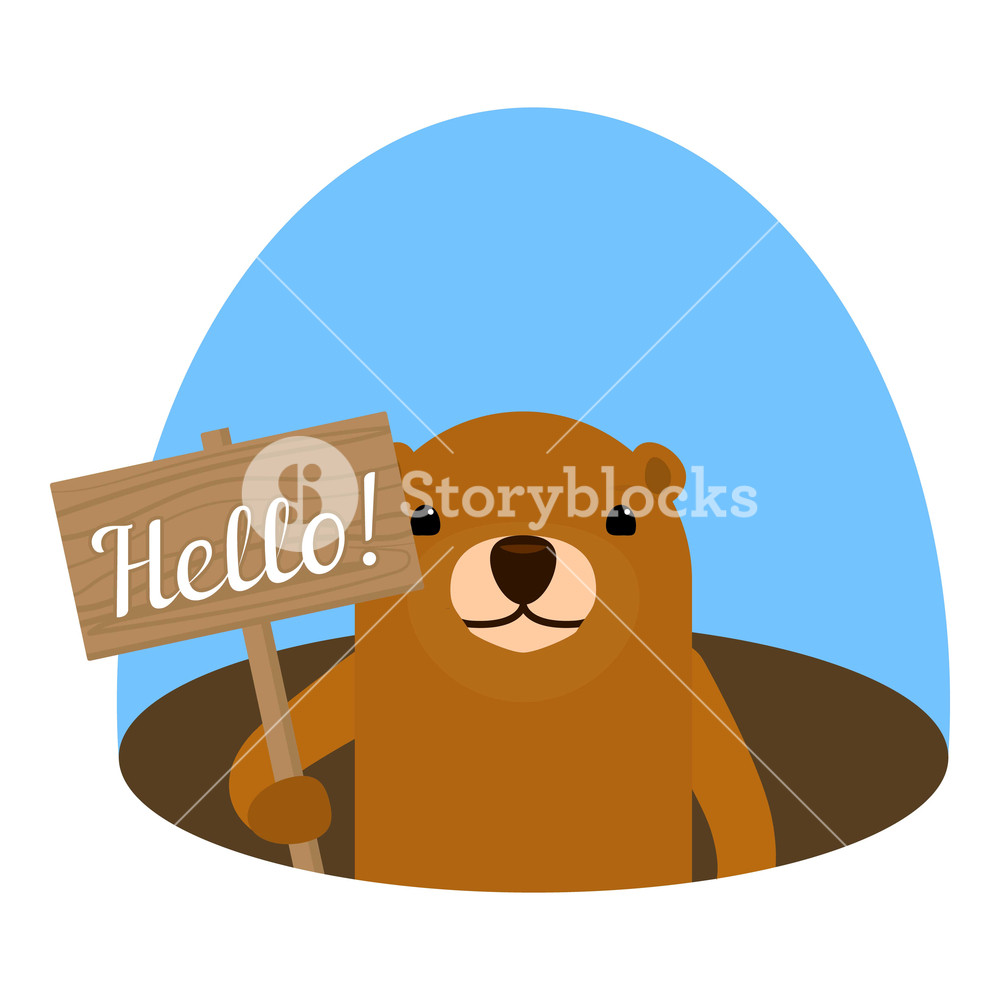 1000x1000 Groundhog Hello Board Icon Flat Illustration Of Groundhog Hello