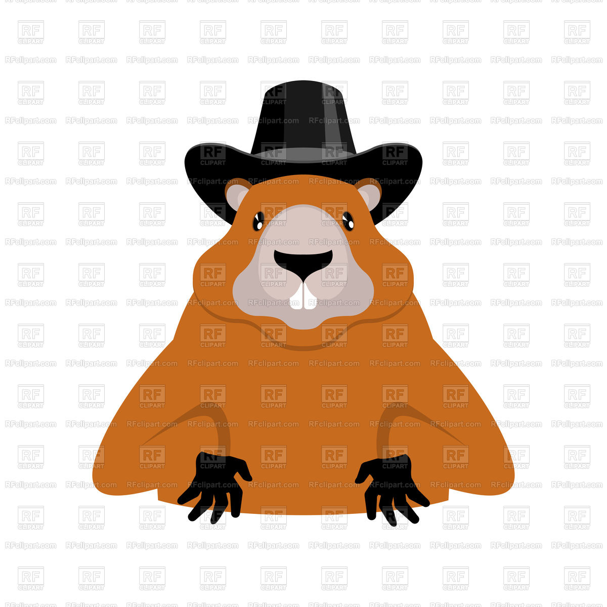 1200x1200 Groundhog In Black Hat Vector Image Of Plants And Animals