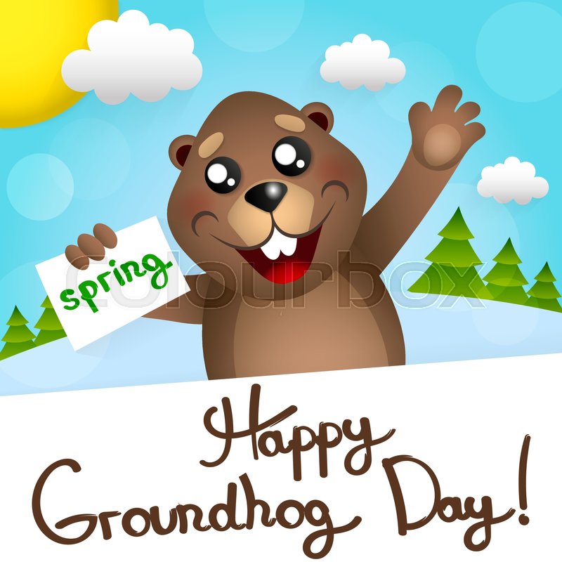 800x800 Happy Groundhog Day Design With Cute Stock Vector Colourbox