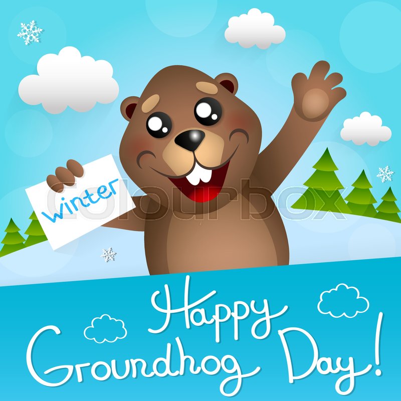 800x800 Happy Groundhog Day Design With Cute Groundhog Stock Vector