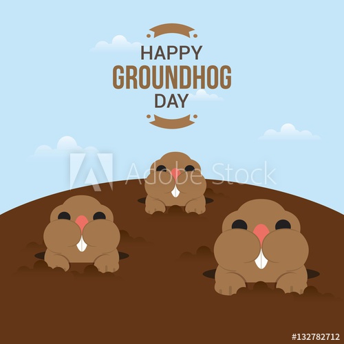 500x500 Happy Groundhog Day Design With Cute Groundhog Vector