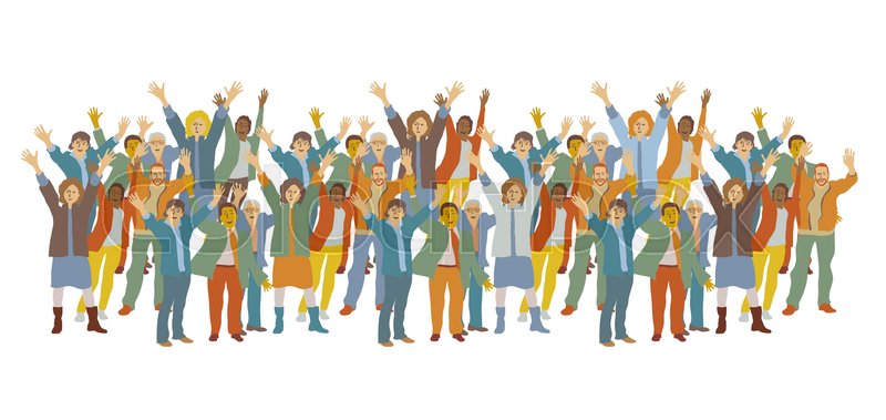 800x379 Horizontal Big Group Happy People Stock Vector Colourbox