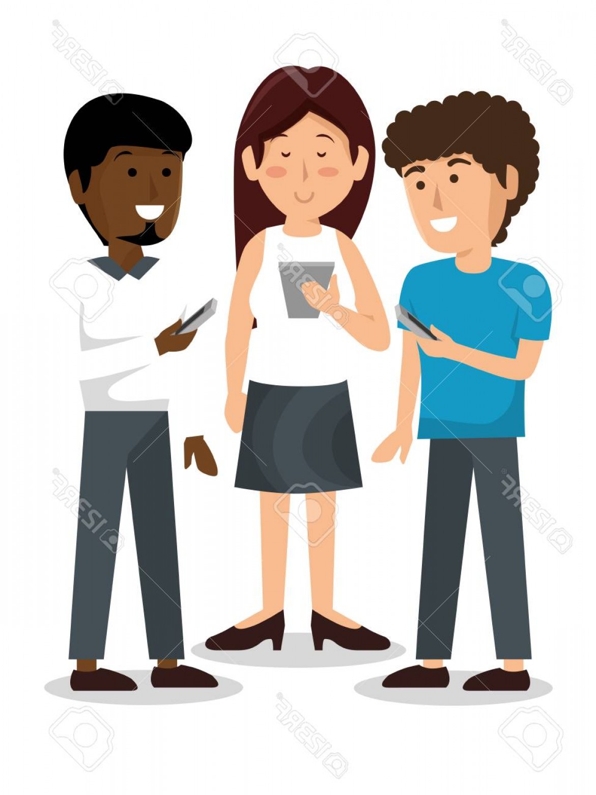 1171x1560 Photostock Vector Group Of People Using Smartphone Vector