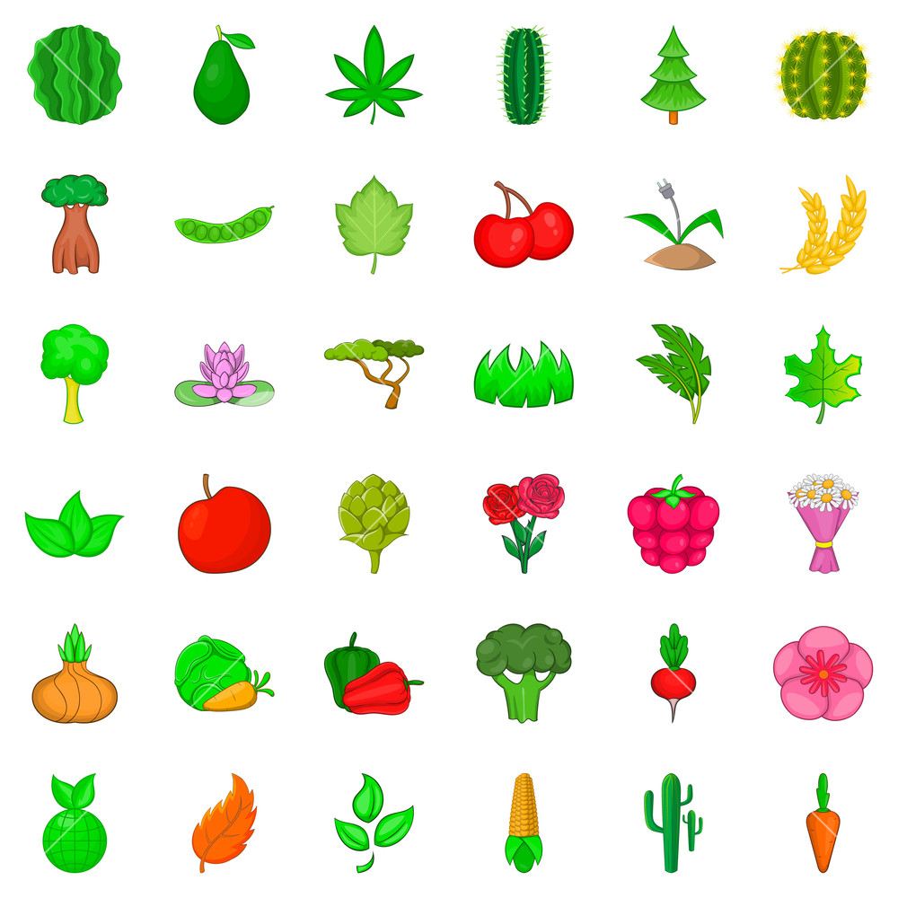 1000x1000 Grow Icons Set Cartoon Style Of Grow Vector Icons For Web
