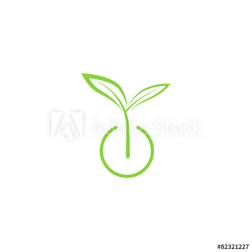 500x500 Sprout Mockup Eco Logo, Green Leaf Seedling, Growing Plant