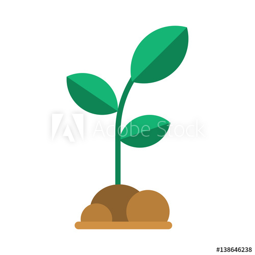 500x500 Green Seedling With Leaves And Soil Abstract Growing Plant Vector