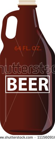 185x470 Beer Growler, Amber Glass Craft Beer Bottle Isolated Vector