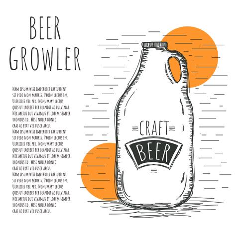 490x490 Hand Drawn Beer Growler Vector Illustration
