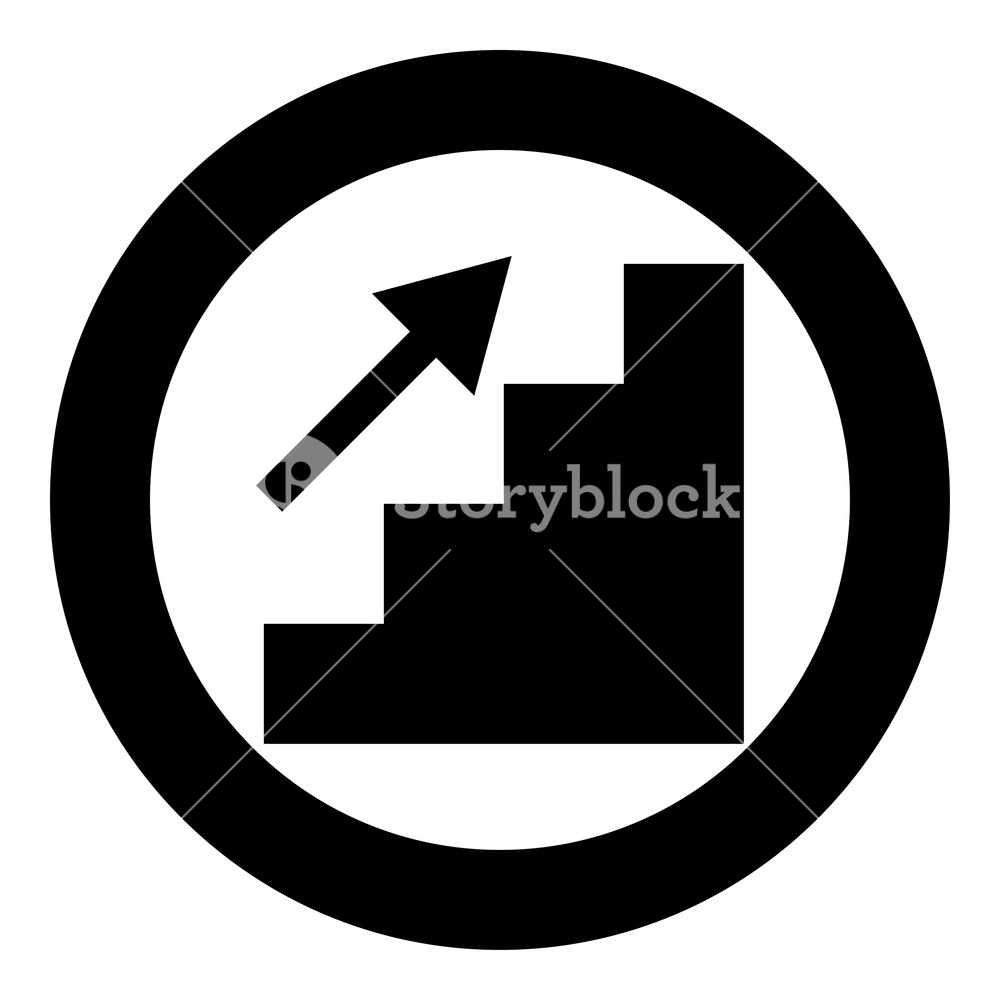 1000x1000 Stairs Growth Icon Black Color In Circle Vector Illustration