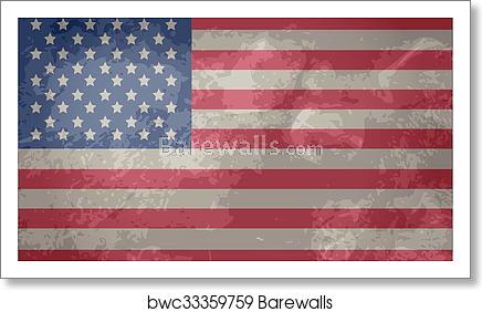 436x282 Grunge American Flag Vector, Art Print Barewalls Posters