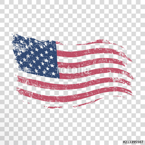 500x500 American Flag In Grunge Style On Transparent Background Stock