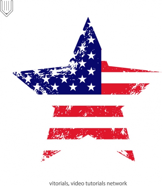 522x600 American Flag With Grunge Texture In Star Shape Free Vector