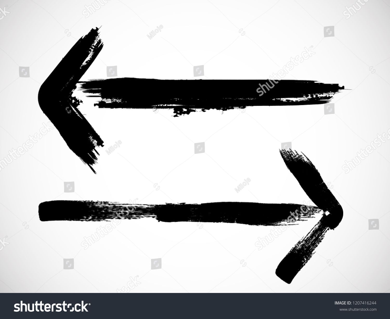 1500x1225 Grunge Dirt Arrow Vector Dry Brush Stroke Curved Arrow Set