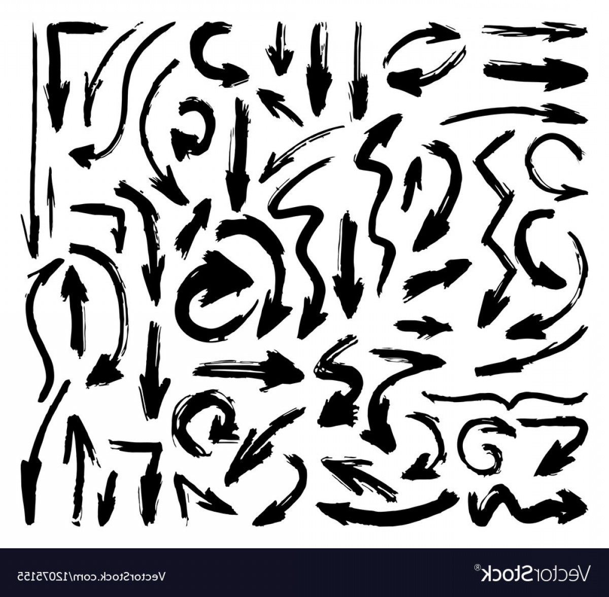 1200x1176 Hand Drawn Paintbrush Arrows Grunge Arrow Vector Soidergi