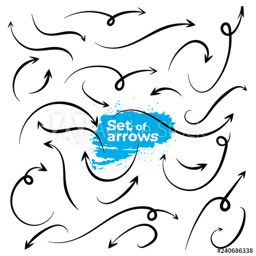 500x500 Set Of Hand Drawn Arrows Grunge Sketch Handmade Doodle Arrow