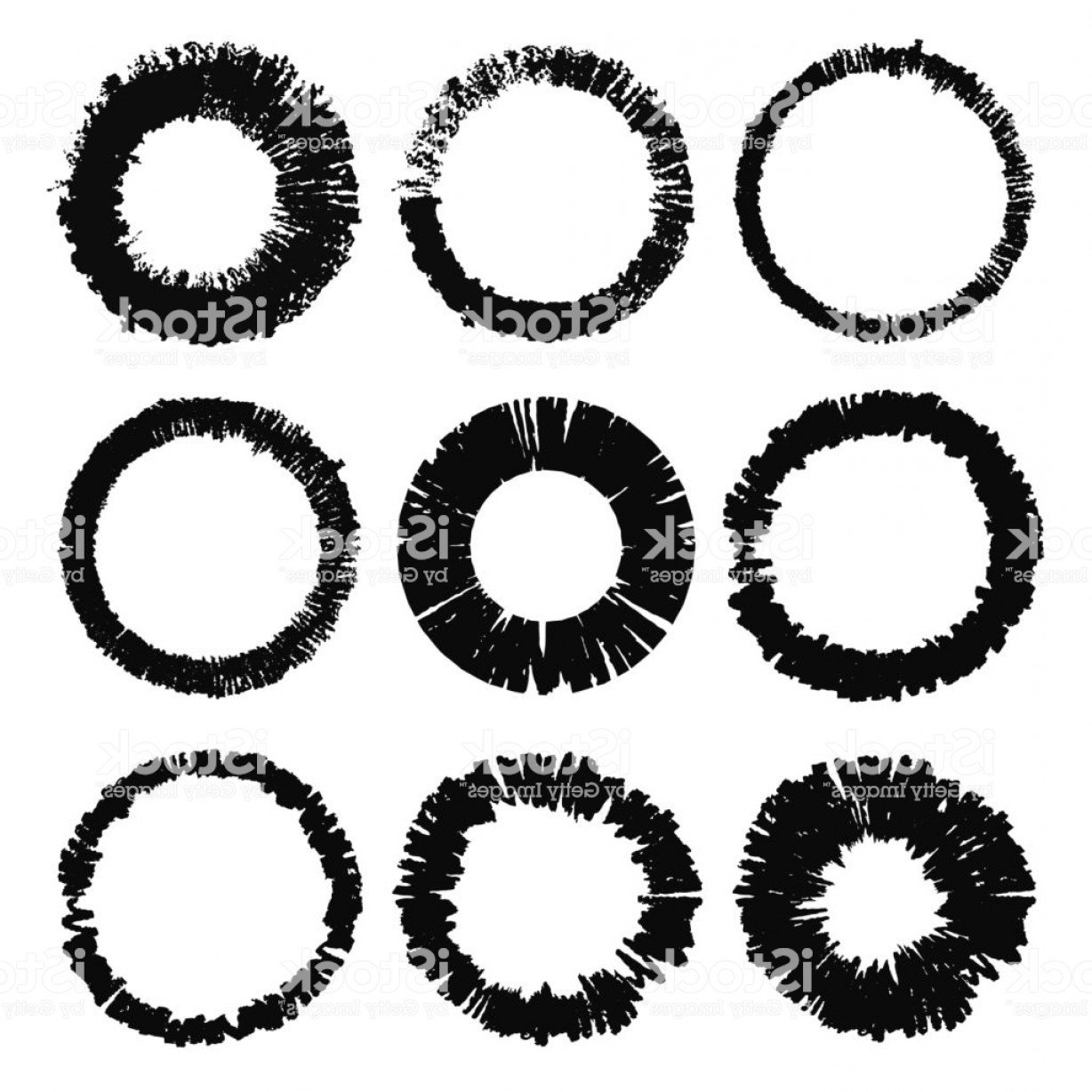 1228x1228 Set Of Grunge Circles Damage Round Grunge Shape Silhouette Circle