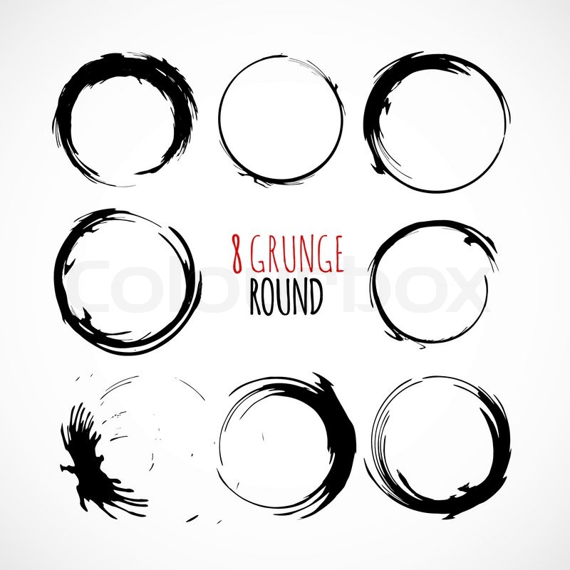 800x800 Set Of Vector Grunge Circle Brush Stock Vector Colourbox