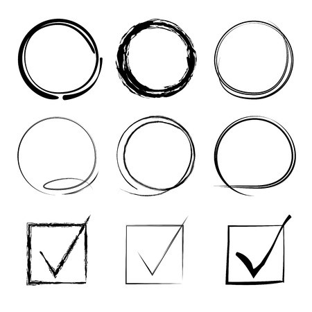 450x450 Vector Set Of Grunge Circle Brush, Check Mark Royalty Free Vector