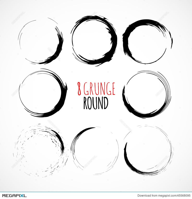 800x830 Set Of Vector Grunge Circle Brush Strokes Illustration