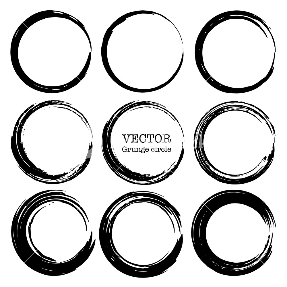 1000x1000 Set Of Grunge Circles, Grunge Round Shapes, Vector Illustration