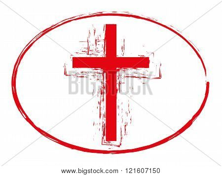 450x357 Grunge Cross Stamp Style, Christian Cross Symbol Isolated On White