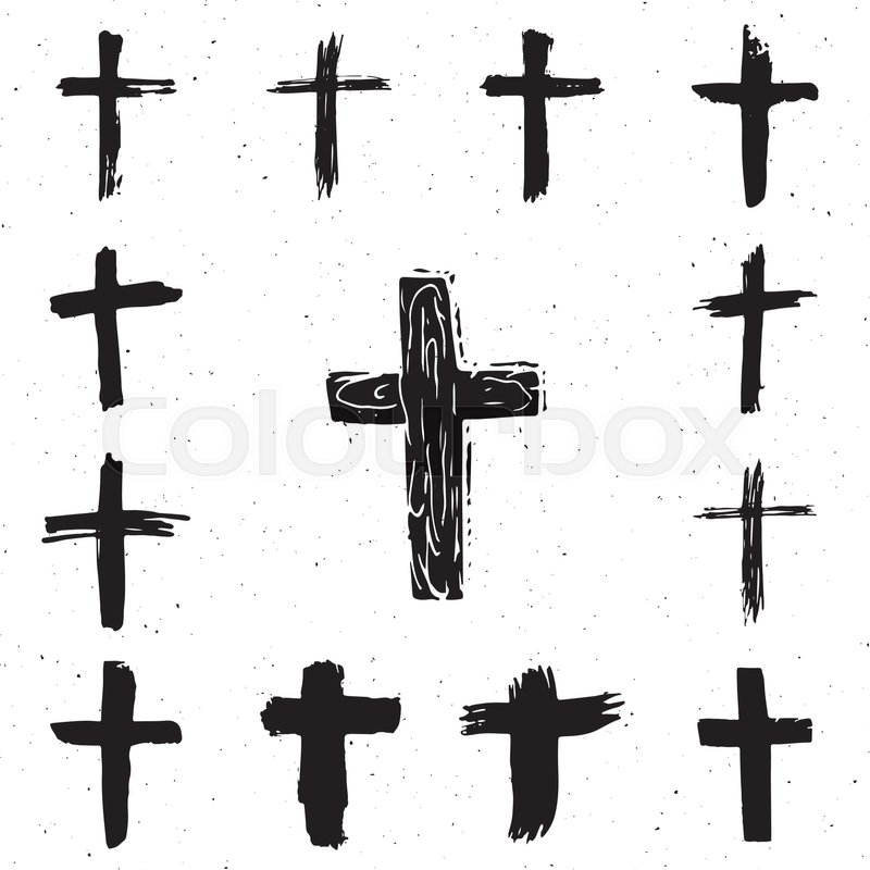 800x800 Grunge Hand Drawn Cross Symbols Set Stock Vector Colourbox